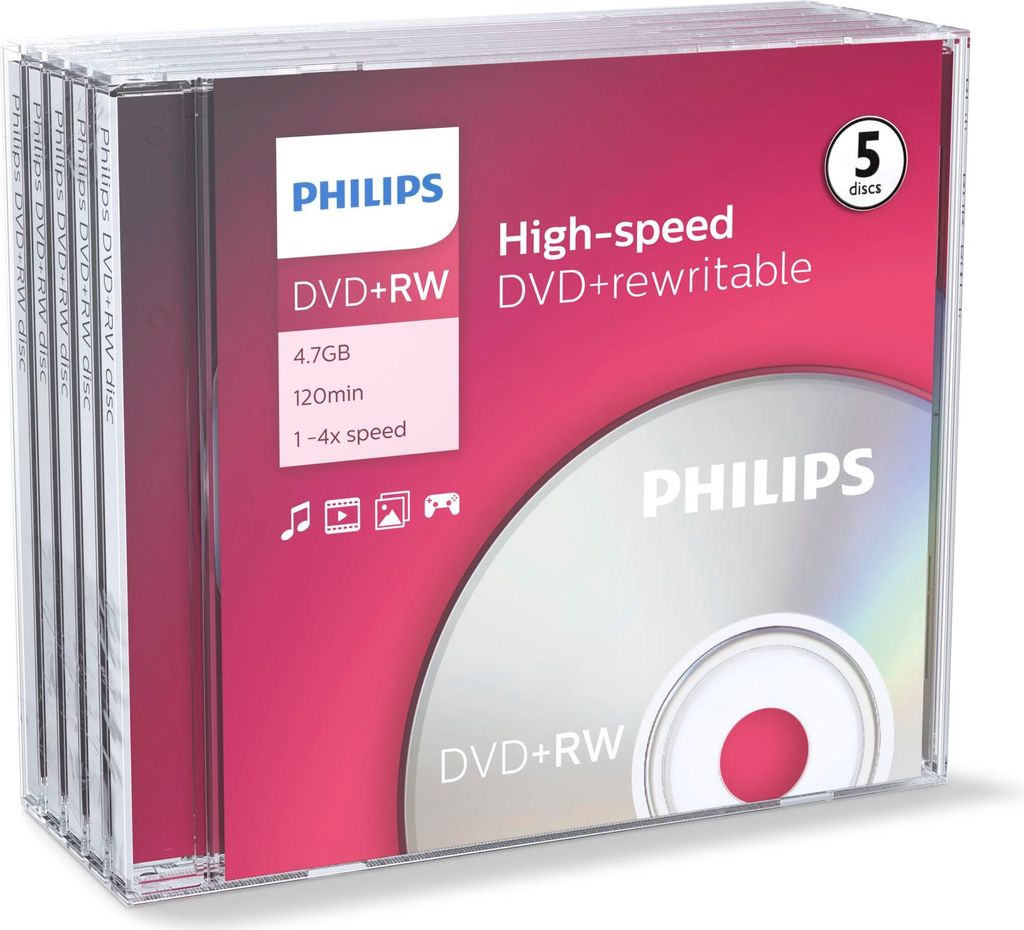 Philips DVD-Rohlinge, 120Min, 4.7Go, Vitesse 4x, Boîtier Image du produit 