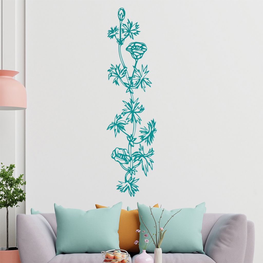 Blumen - Ranken Wandtattoo in 6 Größen - Wandaufkleber Wall Sticker - Dekoration, Küche, Wohnzimmer, Schlafzimmer, Badezimmer
