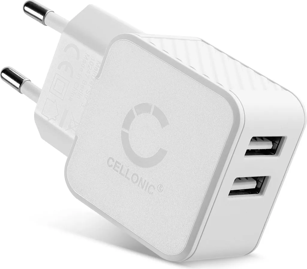 CELLONIC Caricatore USB da muro per 5V / 1A, 1000mA con 17W - 3.4A alimentatore USB 2 caricatore USB multiplo Caricabatterie 2 Porte