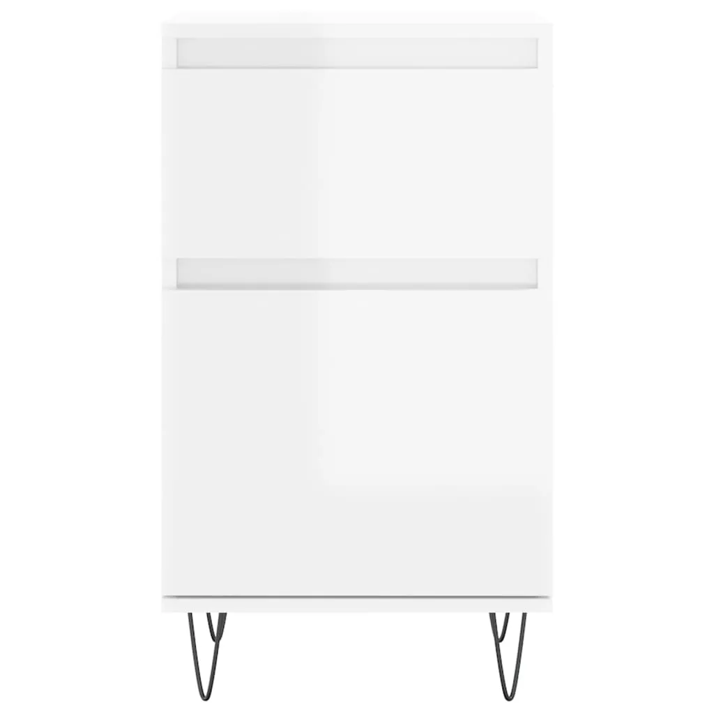 Buffet Blanc Brillant Design Moderne 40x35x70 cm Bois Composite 2 pcs - 7