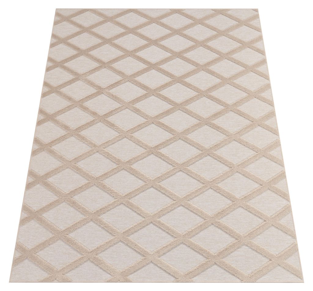 Teppich Wohnzimmer Schlafzimmer Kurzflor Boho Skandi Raute Produktbild 