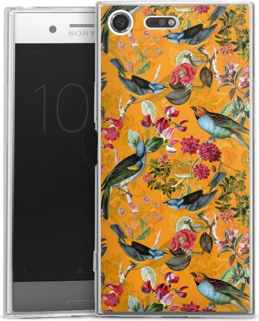 DeinDesign Slim Hülle für Sony Xperia XZ Premium Silikon Case Ultra Dünn Handyhülle Blumen Dschungel Vogel