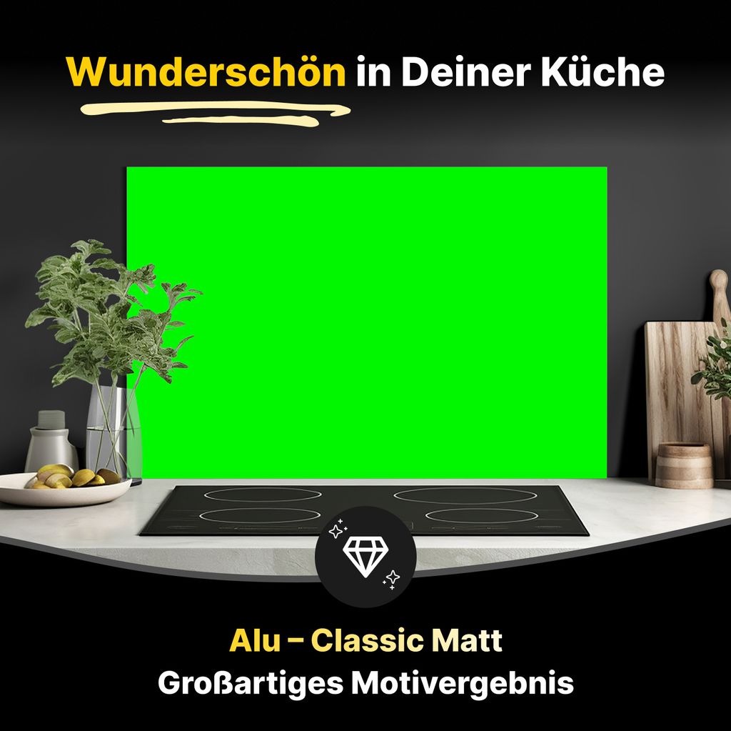 Spritzschutz Küchenrückwand aus Aluminiumverbund in Matt 80x40 cm - Leuchtgrün