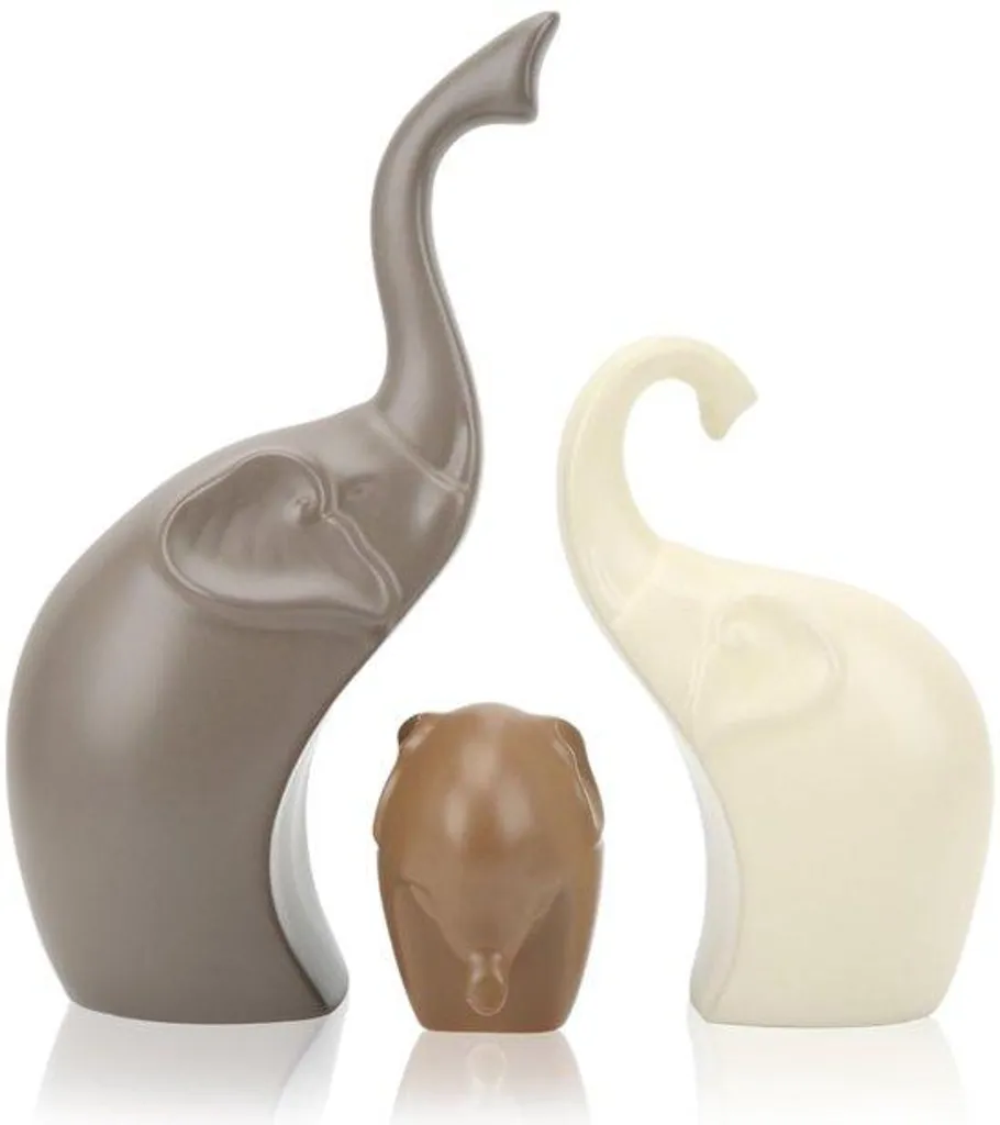 Lot de 3 Figurines Éléphants en Céramique Blanche pour Décoration Moderne