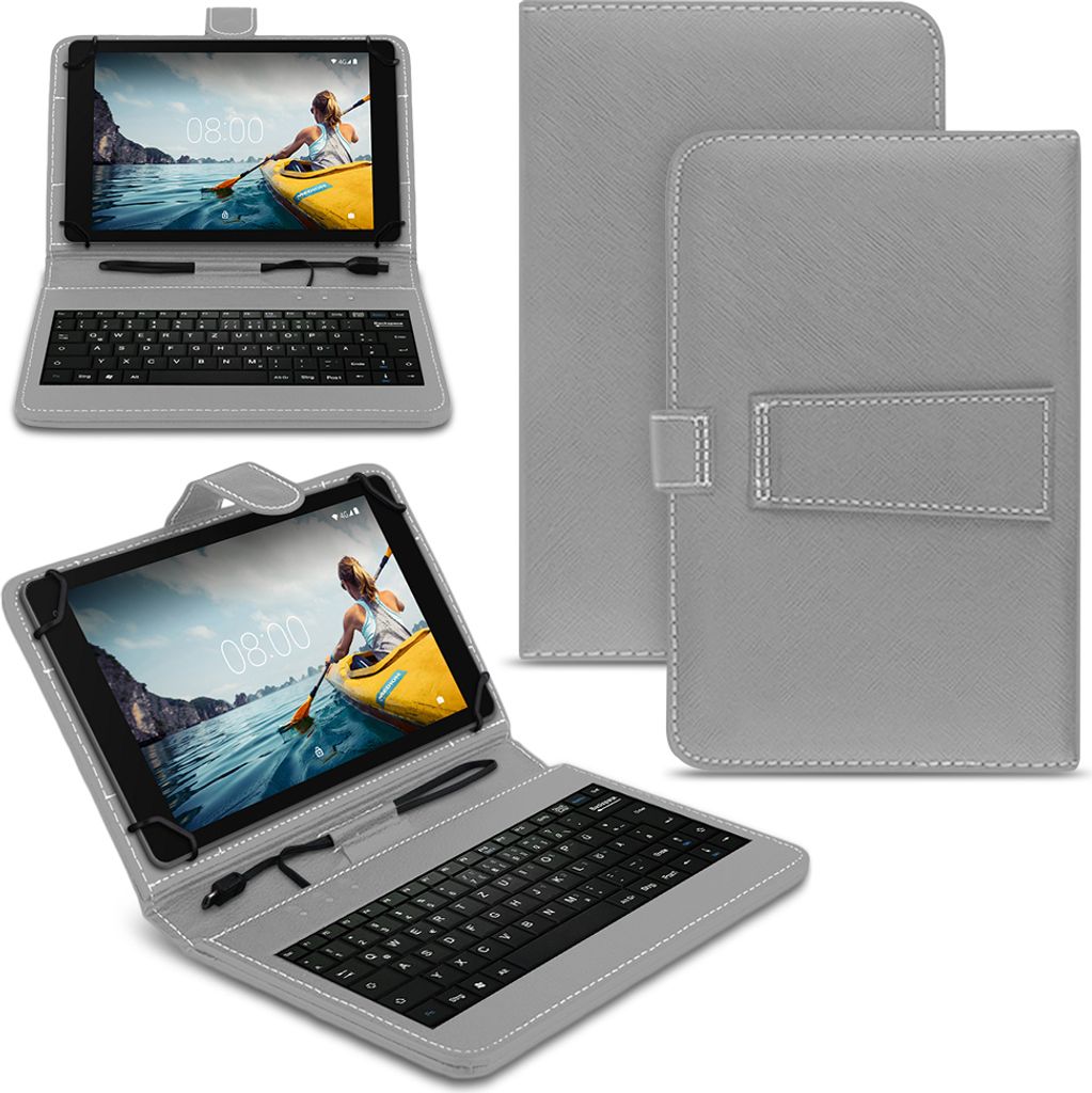 Tablet Hülle für Medion Lifetab E Serie 10 10.1 Zoll Tasche Tastatur SchutzhülleFarben:Grau;Tablet:Medion Lifetab E10802