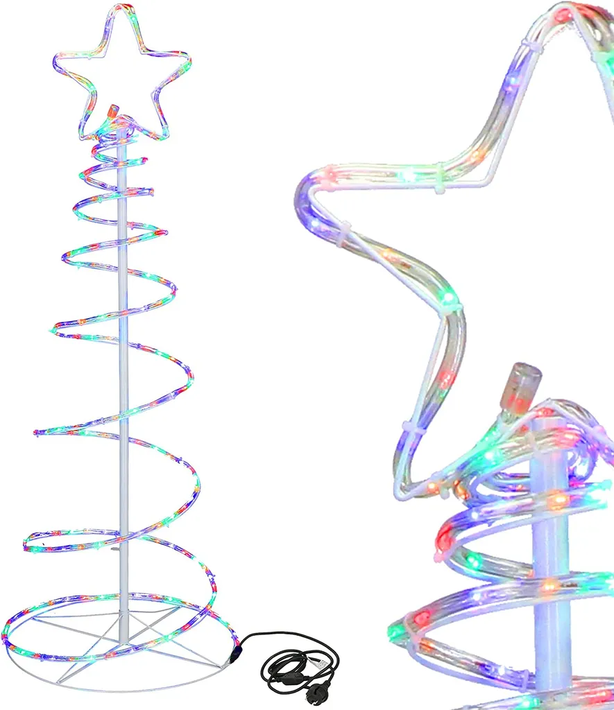 SPRINGOS Arbre de Noël LED Spirale 135 cm 192 LED Multicolore Intérieur