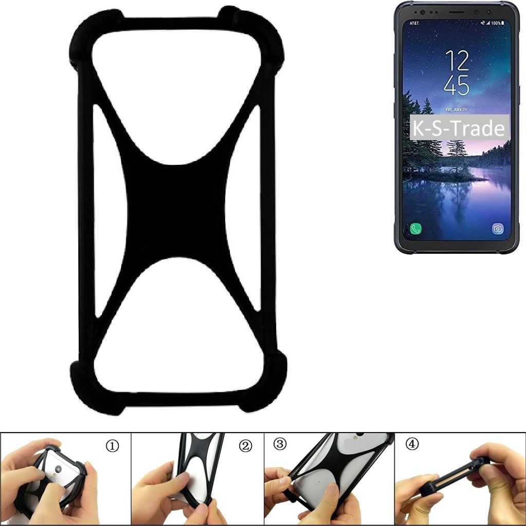 K-S-Trade Handy-Hülle Schutz-Hülle kompatibel mit Samsung Galaxy S8 Active Silikon Bumper TPU Softcase Smartphone Stoßschutz, schwarz