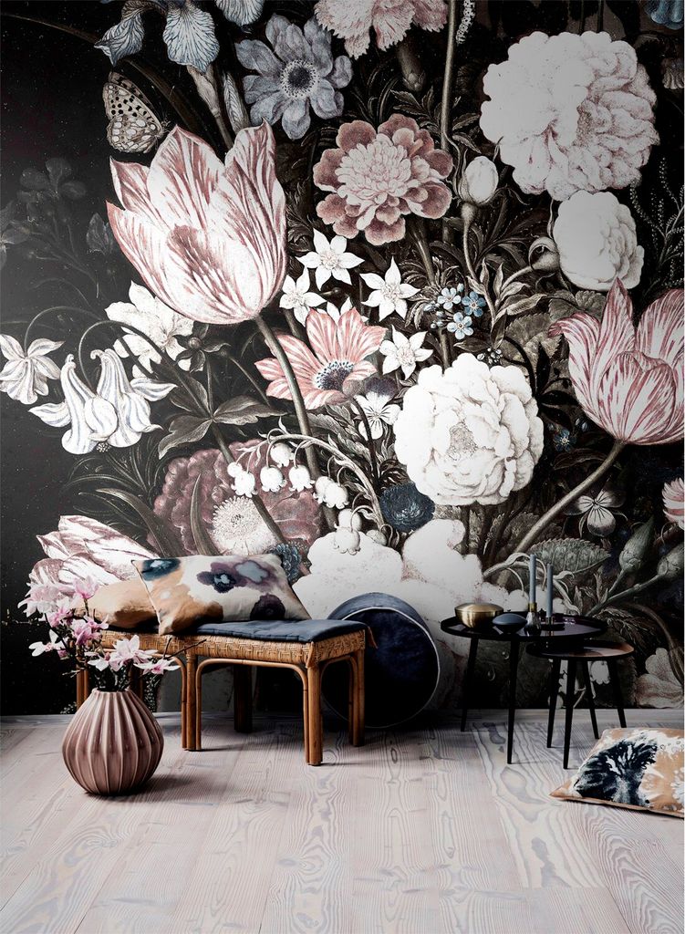 Coloray Fototapete 152x104 cm An Einer Wand Latex Latextapete - Weinleseblumen-Weinlese-Blumen s