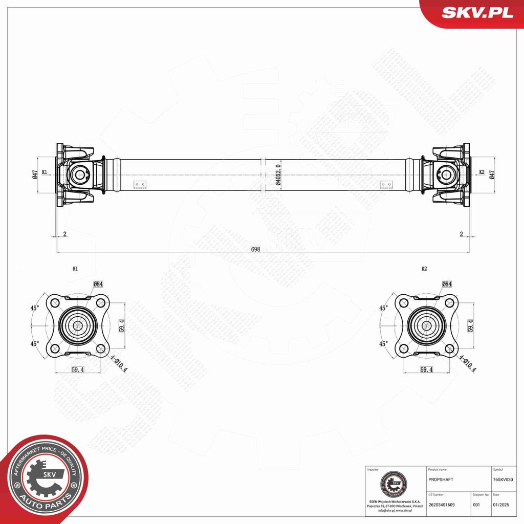 ESEN SKV 76SKV030 Antriebswelle Vorne für BMW X3 (E83)