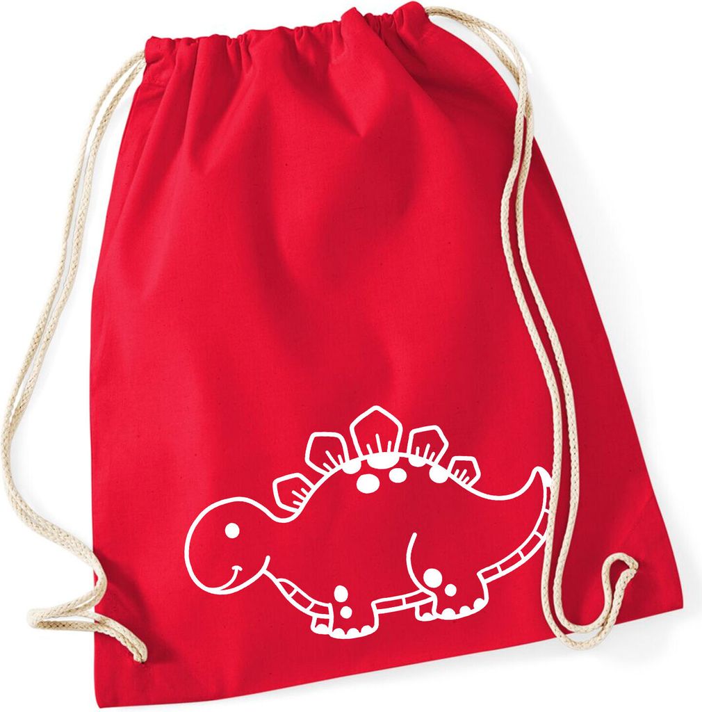 Huuraa Turnbeutel Stegosaurus Dinosaurier 12 Liter Classic Red Baumwolle Rucksack Geschenkidee