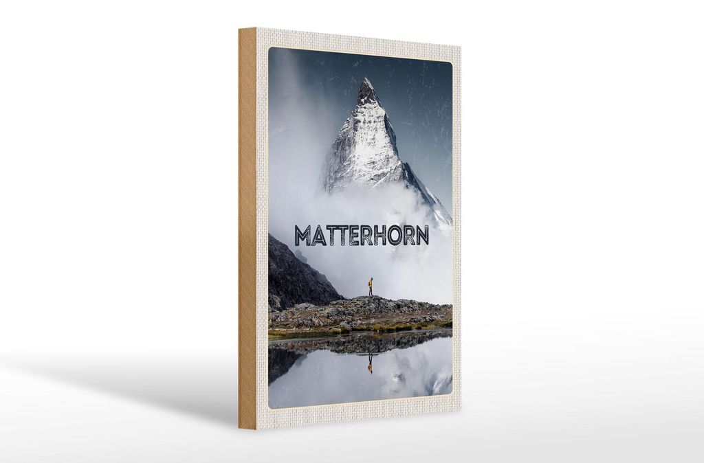 Holzschild Reise 20x30cm Matterhorn Schweiz Wanderung Berg Produktbild 
