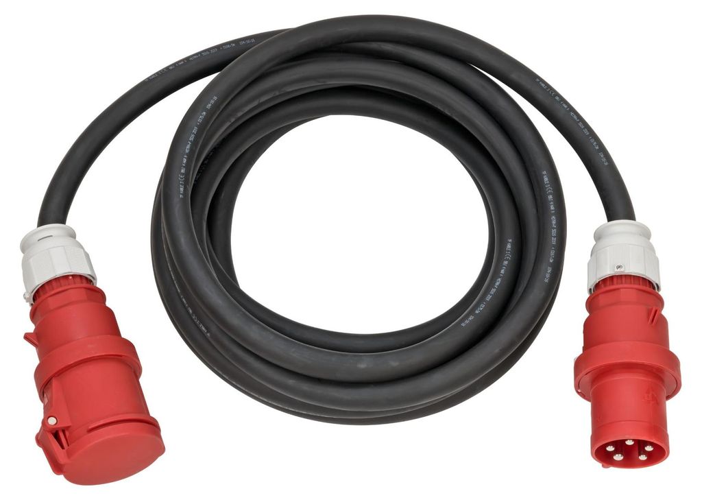 Brennenstuhl Professional CEE Verlängerungskabel IP44 (10m Kabel, H07RN-F 5G16,0, 400V/63A 5-polig mit CEE Stecker und Kupplung, für den Außenbe...