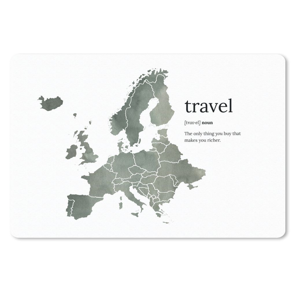 MuchoWow Mauspad Mousepad Europa-Karte - Zitate - Aquarell 27x18 cm - Mousepads - Maus Mat - Pad - Mausunterlage - Büroartikel - Desk Matten