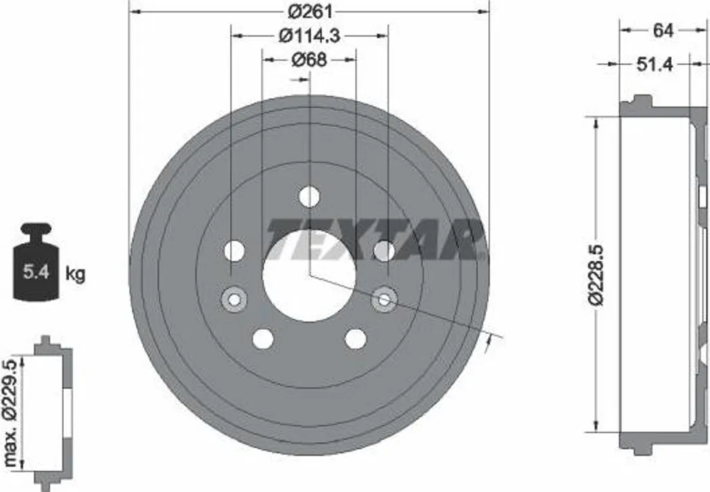 Tambour de frein arrière TEXTAR pour Duster pièce de rechange