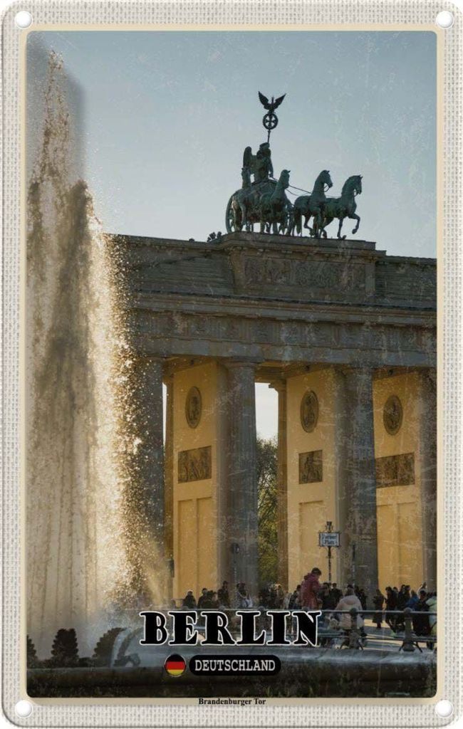 vianmo Blechschild 18x12 cm Berlin Brandenburger Tor Bildmotiv Reisemotiv Abenteuer Reisen