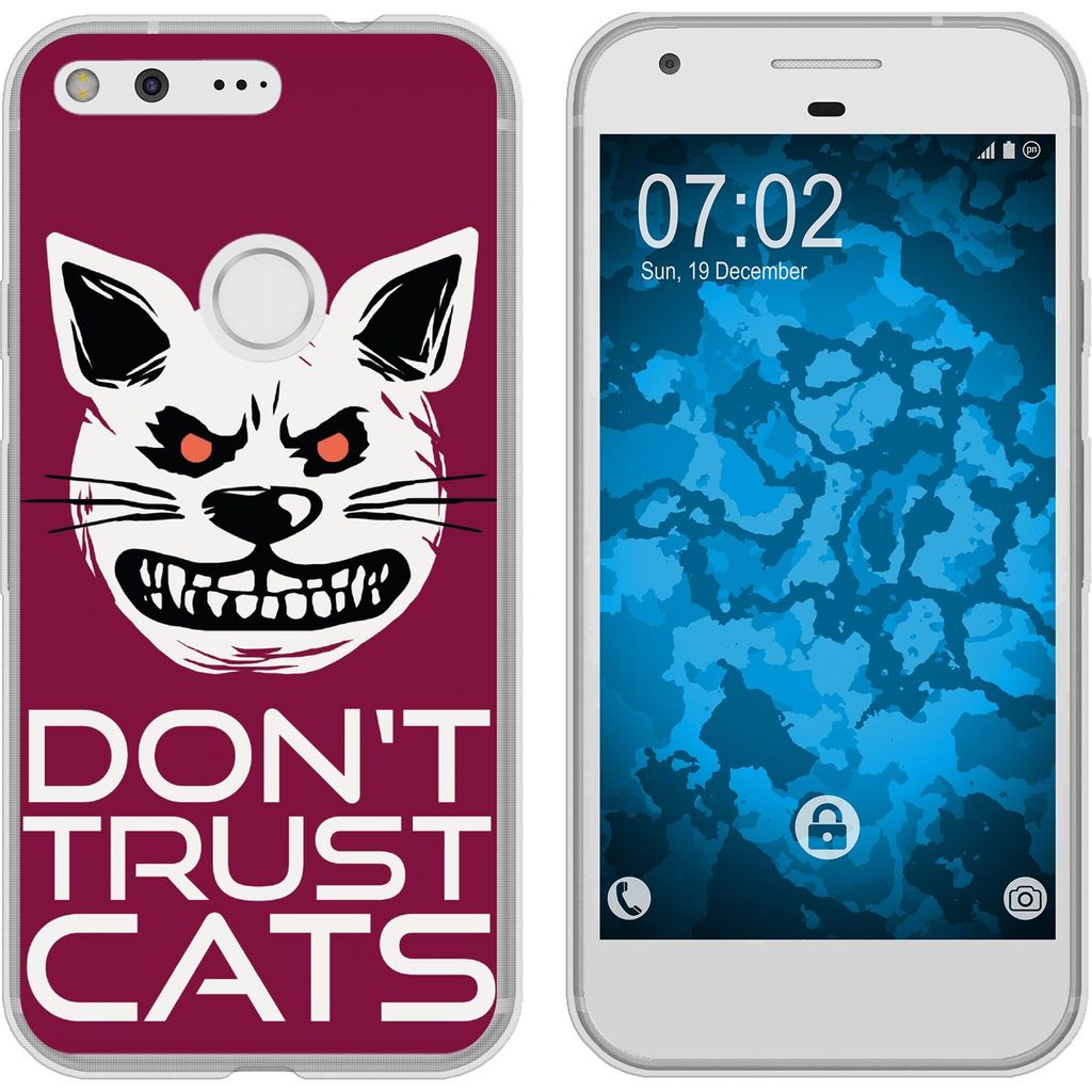 PhoneNatic Case kompatibel mit Google Pixel XL Silikon-Hülle Crazy Animals Katze M1