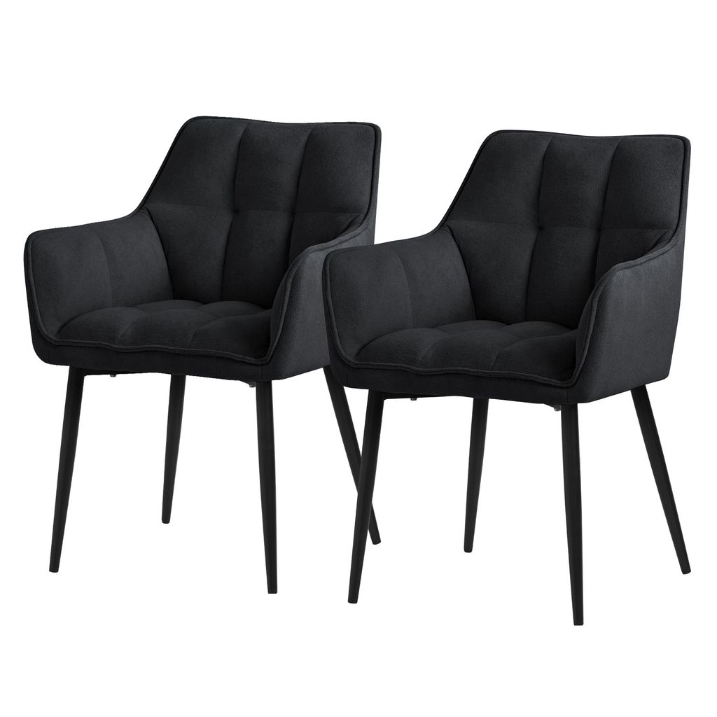 ML-Design 2x Esszimmerstuhl aus Frotteestoff, Schwarz, mit Produktbild 