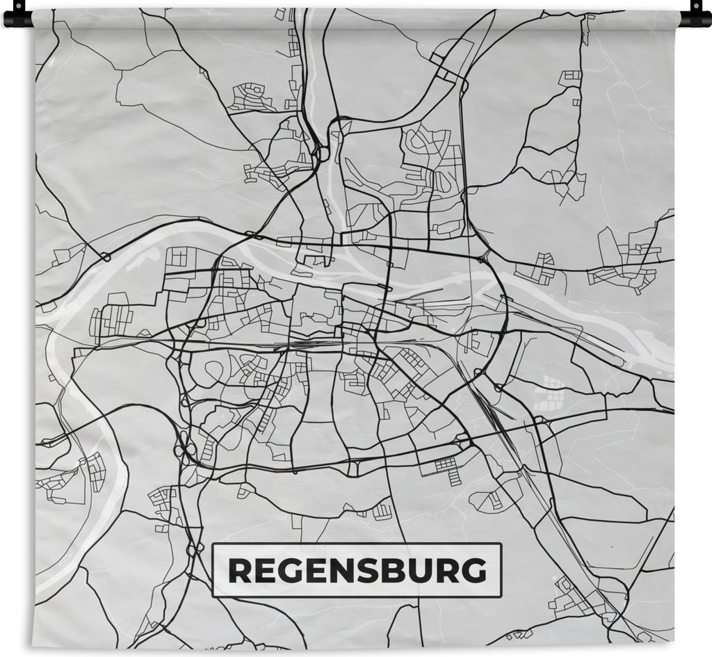 MuchoWow Wandteppich Wandbehang Deutschland - Karte - Regensburg - Karte - Stadtplan 150x150 cm Tapisserie Dekoration Wandtuch - Wohnaccessoires ...