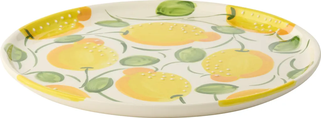 Assiette Plate Citron Décorative en Grès émaillé Jaune pour Table d'Été