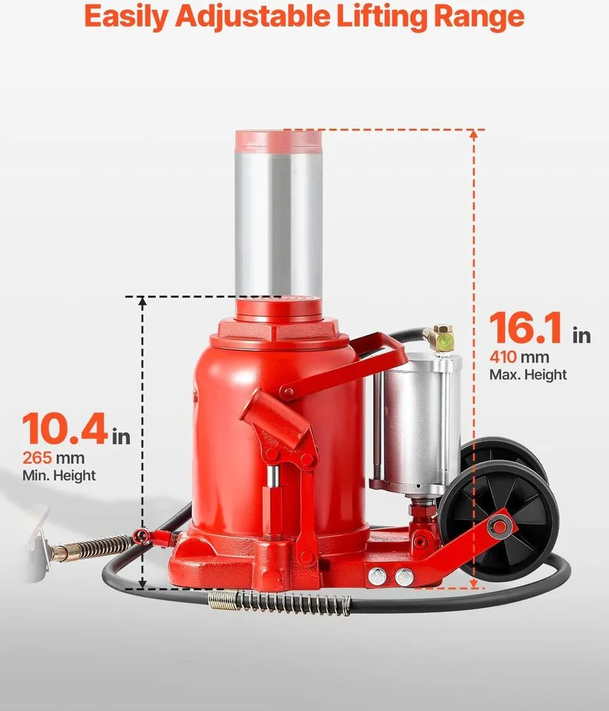 Cric bouteille pneumatique 50T robuste pour réparation de poids lourds