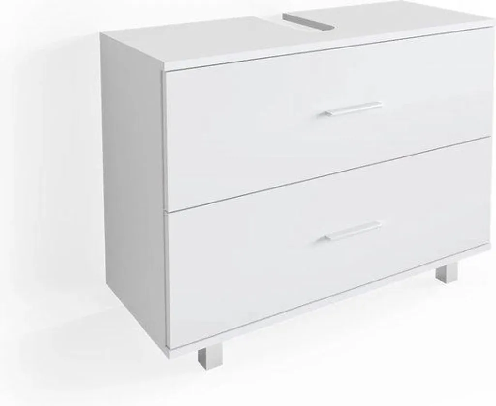 Meuble WC et salle de bain gain de place blanc avec découpe de passage