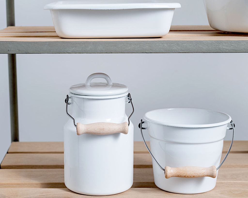 Riess Classic Weiß Emaille-Topf 22 Cm – 6 Liter, Mit Chromrand & Induktionsgeeignet