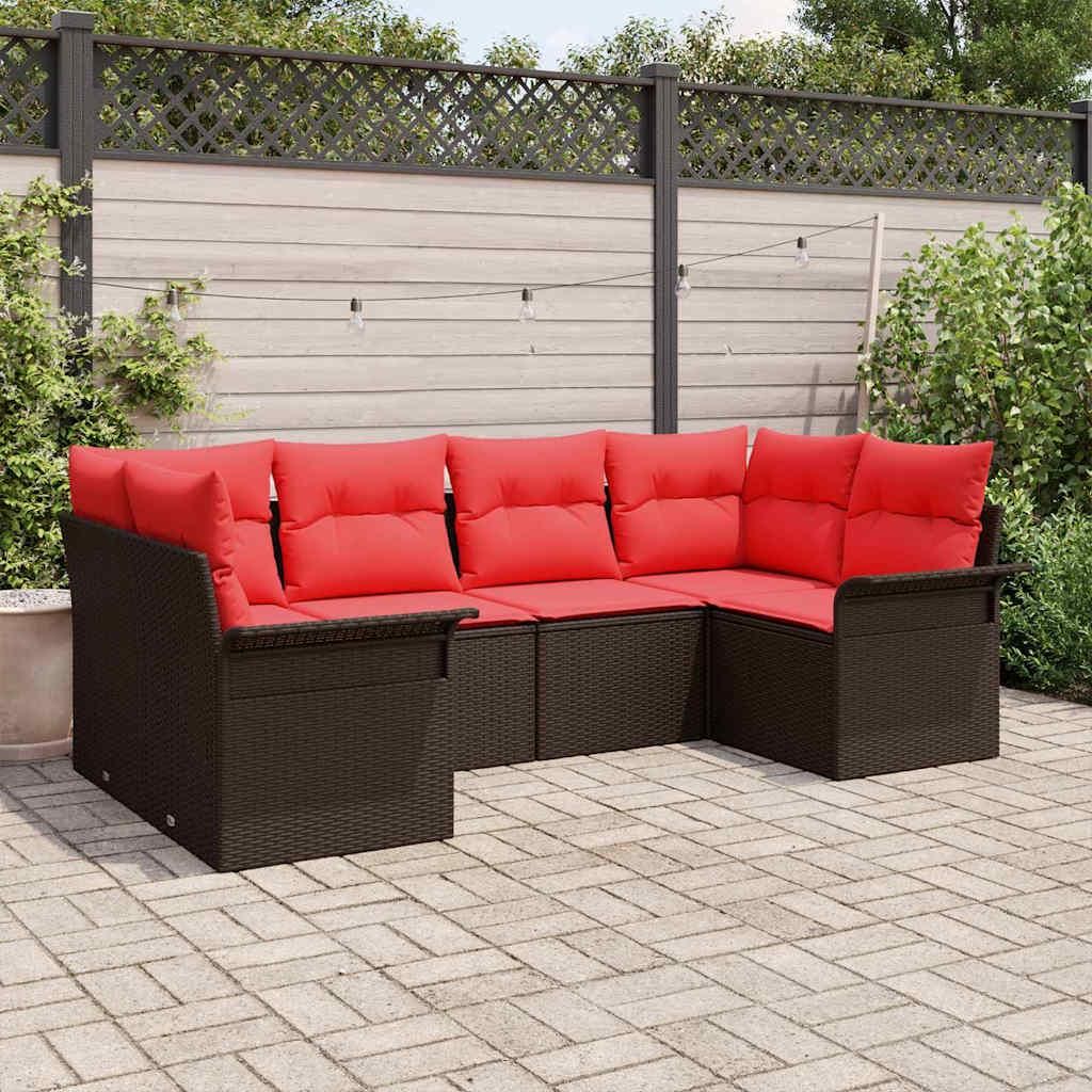Möbel Gartensofa-set mit Kissen 6 pcs Braun Poly-RattanGartenmöbelgarnituren - Gartenmöbelgarnituren c61