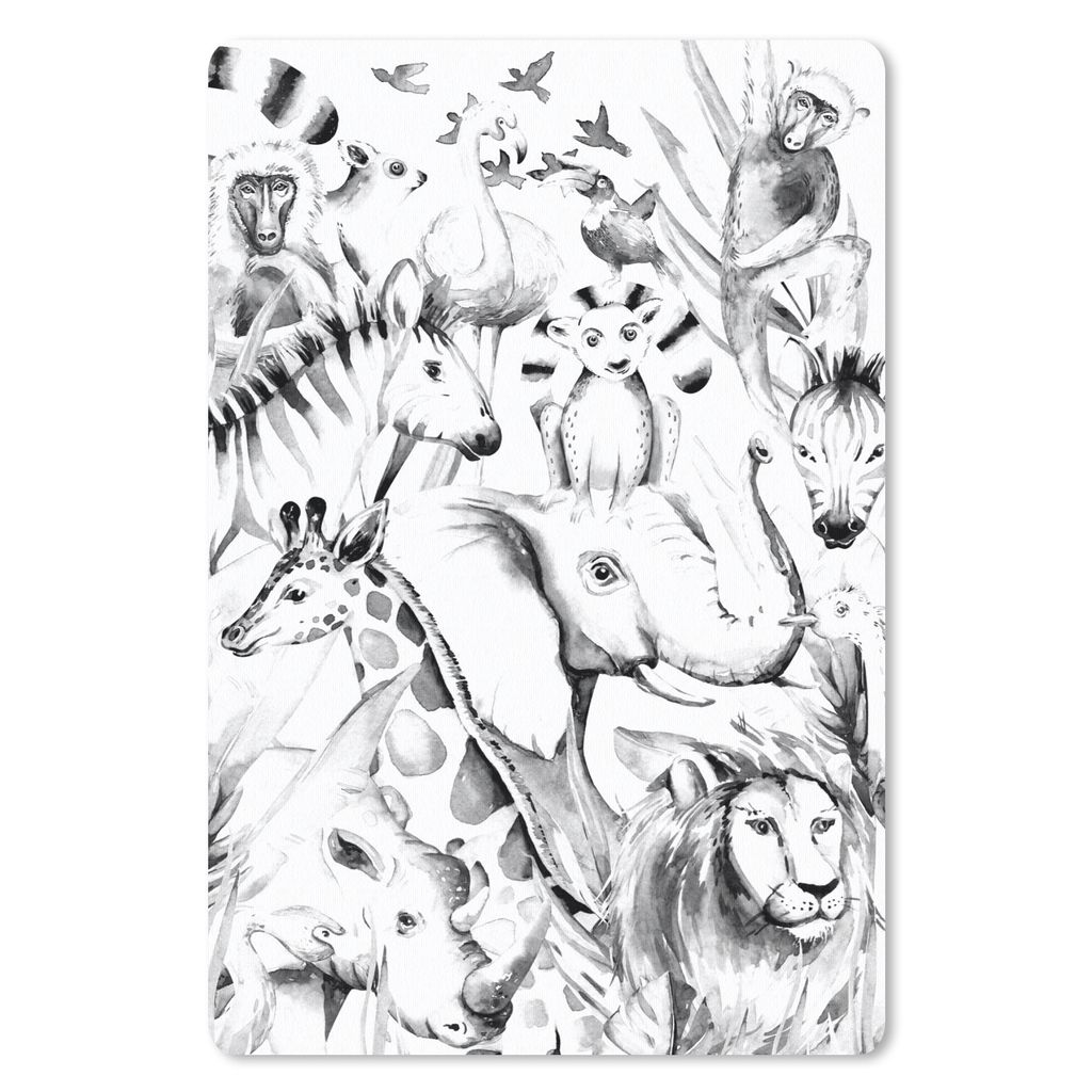 MuchoWow Mauspad Mousepad Aquarelle - Tiere - Dschungel - Pastell - Jungen - Mädchen - Kinder 40x60 cm - Mousepads - Maus Mat - Pad - Mausunterl...