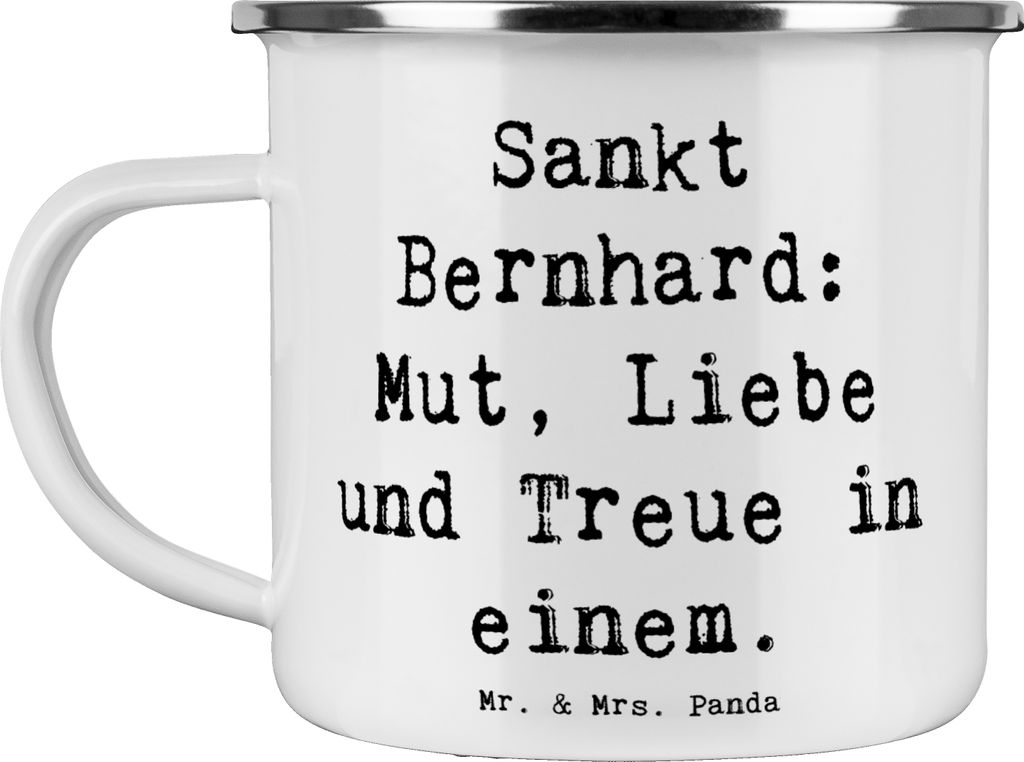 Mr. & Mrs. Panda wanderbecher Spruch Sankt Bernhard - Weiß - Geschenk, Blechtasse, Zuneigung, Hundeliebhaber, Emaille Tasse, Haferl, Mut, Teetasse...