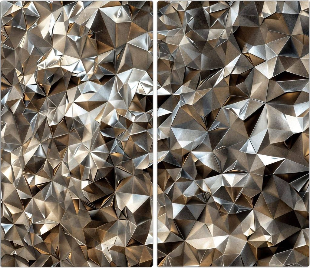 Spritzschutz Herdabdeckplatte Schneidebrett aus Glas Geometrisches Muster 2-Teilig (60x52cm)