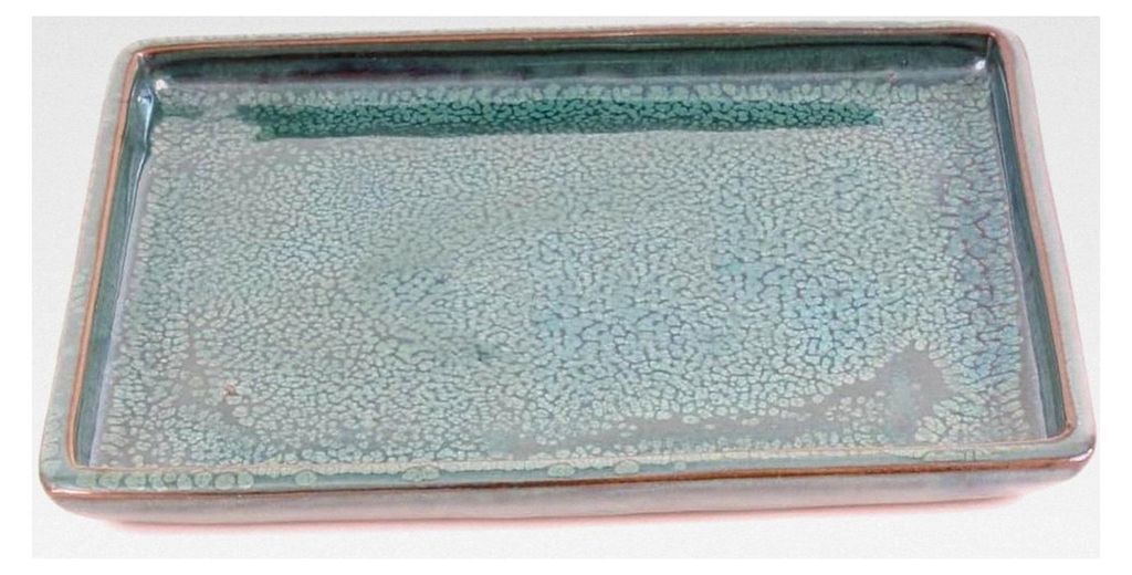 Bonsai - Eckiger Untersetzer 23,5 x 17,5 cm grün Keramik