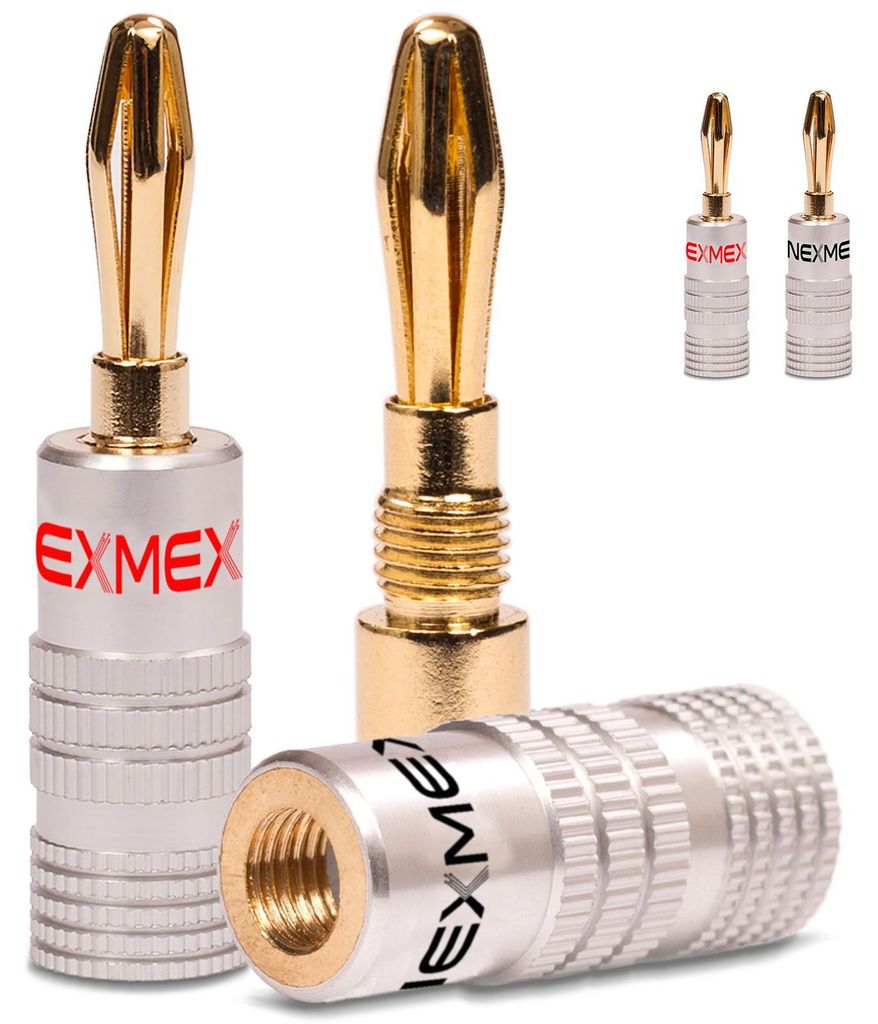 Bananenstecker 24K vergoldet 4x High End Stecker NEXMEX Lautsprecher Kabel