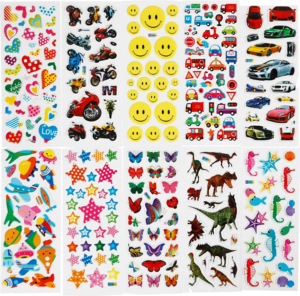 Stickers 3D sans Résidus - 20 Planches 7x17cm pour Décoration sans Traces