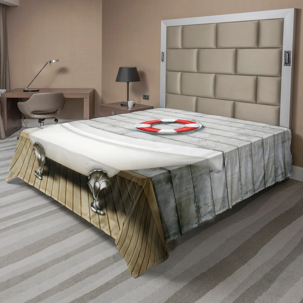 ABAKUHAUS Drap Plat Vintage Baignoire Grunge Floral 244 x 205 cm Blanc