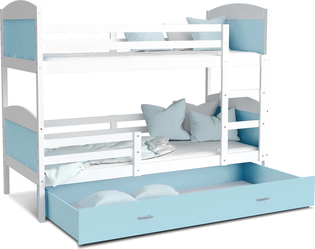Etagenbett hochbett kinderzimmer kinderbetten jugendzimmer 160x80 weiss blau