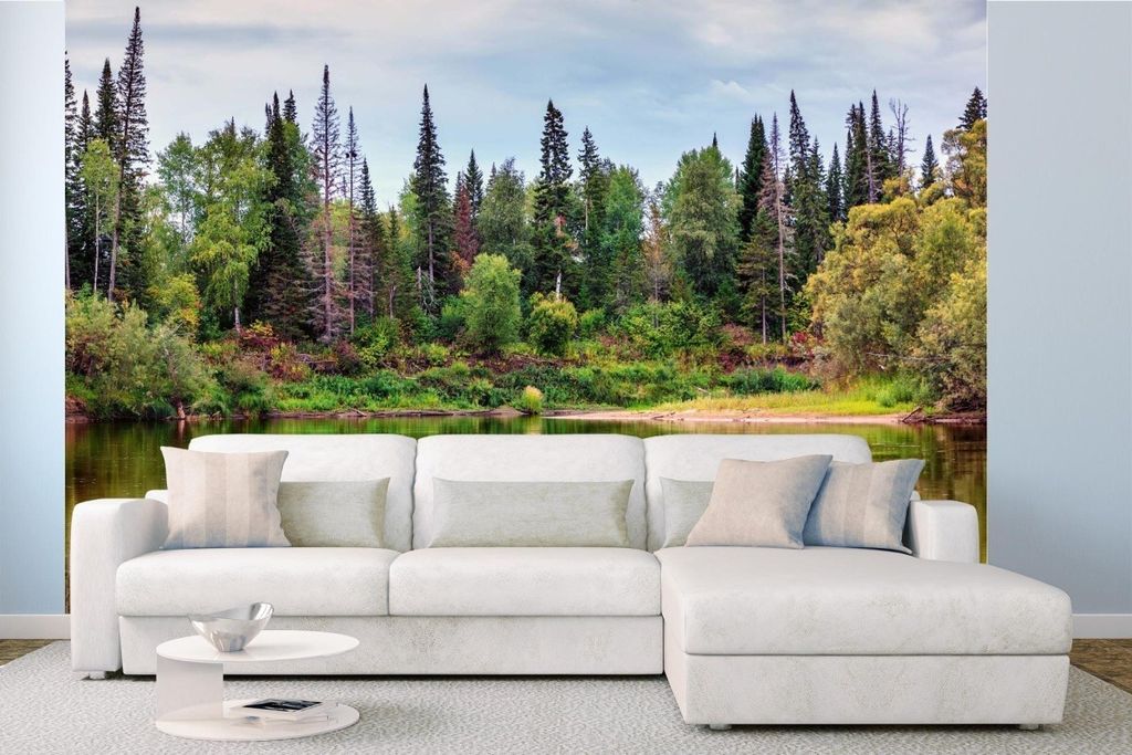 Vlies Fototapete LANDSCHAFT MIT DEM FLUSS 375 x 250 cm (inkl. Kleister) - Vlies Tapete, Wandtapete, Wandbilder - Tapete für Wohnzimmer Schlafzimme...