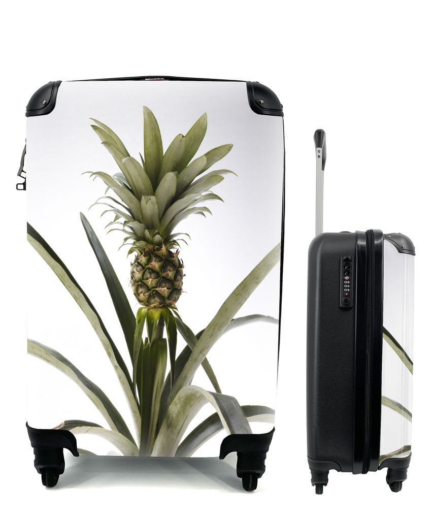 MuchoWow Koffer Handgepäck Trolley Rollkoffer Kleine Reisekoffer mit 4 Rollen - Ananaspflanze - Topf - Licht - Cabin Size < 55x40x23 cm & 55x40x...