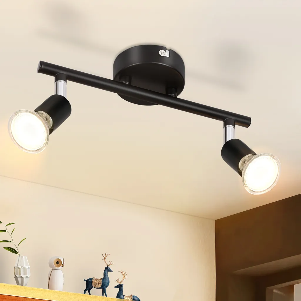 ZMH LED plafoniera faretto a soffitto 2 fiamme soggiorno nero lampada a soffitto GU10 spot a soffitto orientabile 330°rotazione soffitto camera da letto cucina corridoio