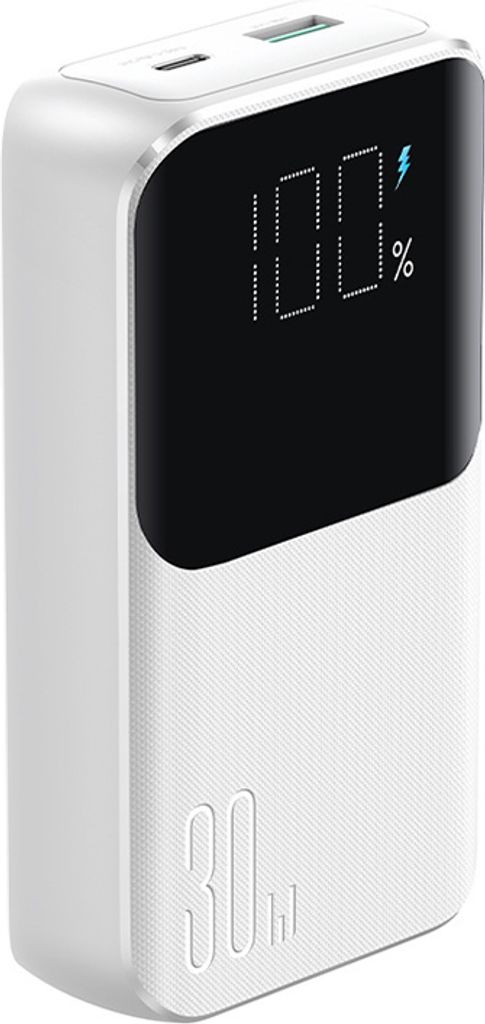 Joyroom 30 W 10000 mAh Mini-Powerbank mit integrierten Kabeln, USB-A und USB-C - Weiß