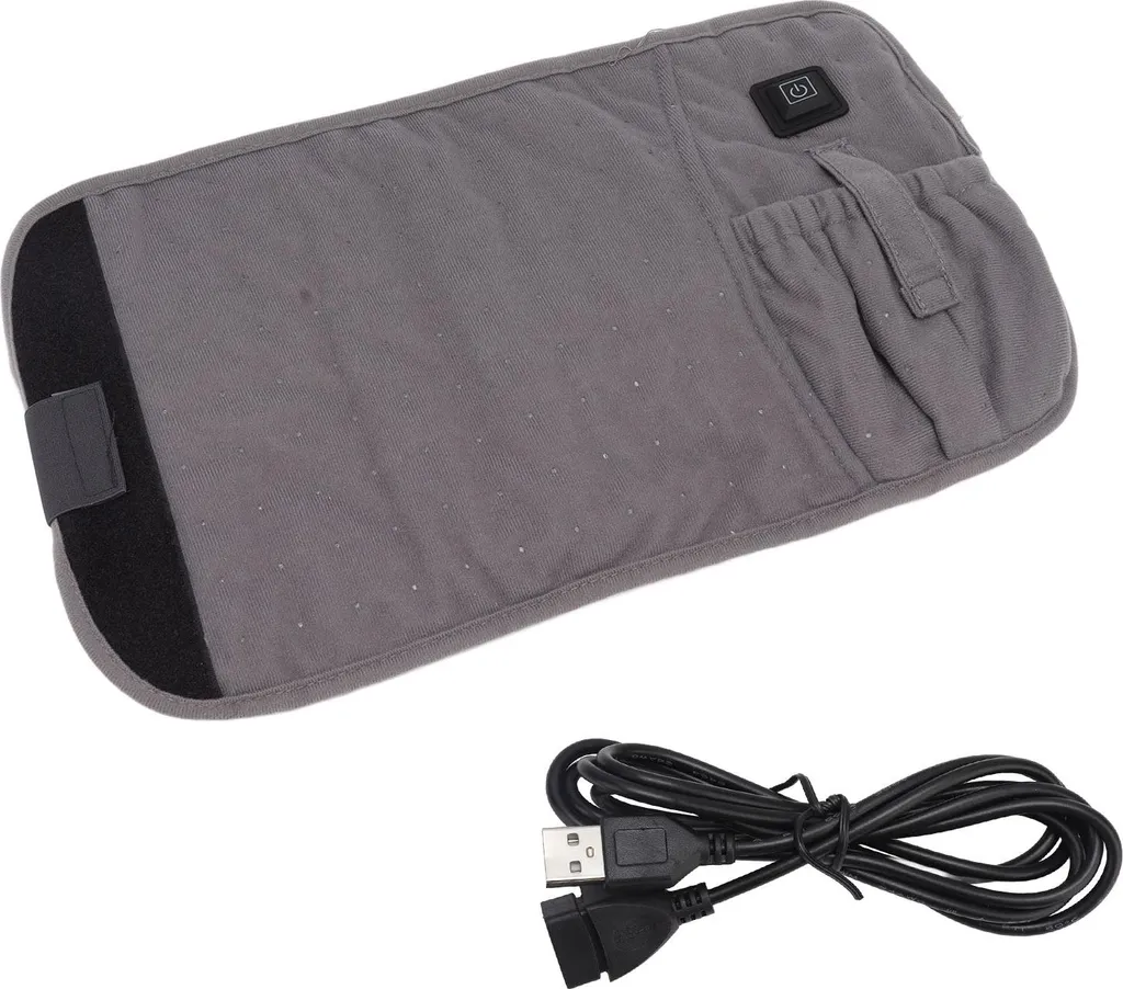 Ceinture chauffante USB ajustable 3 vitesses pour dos et ventre Gris