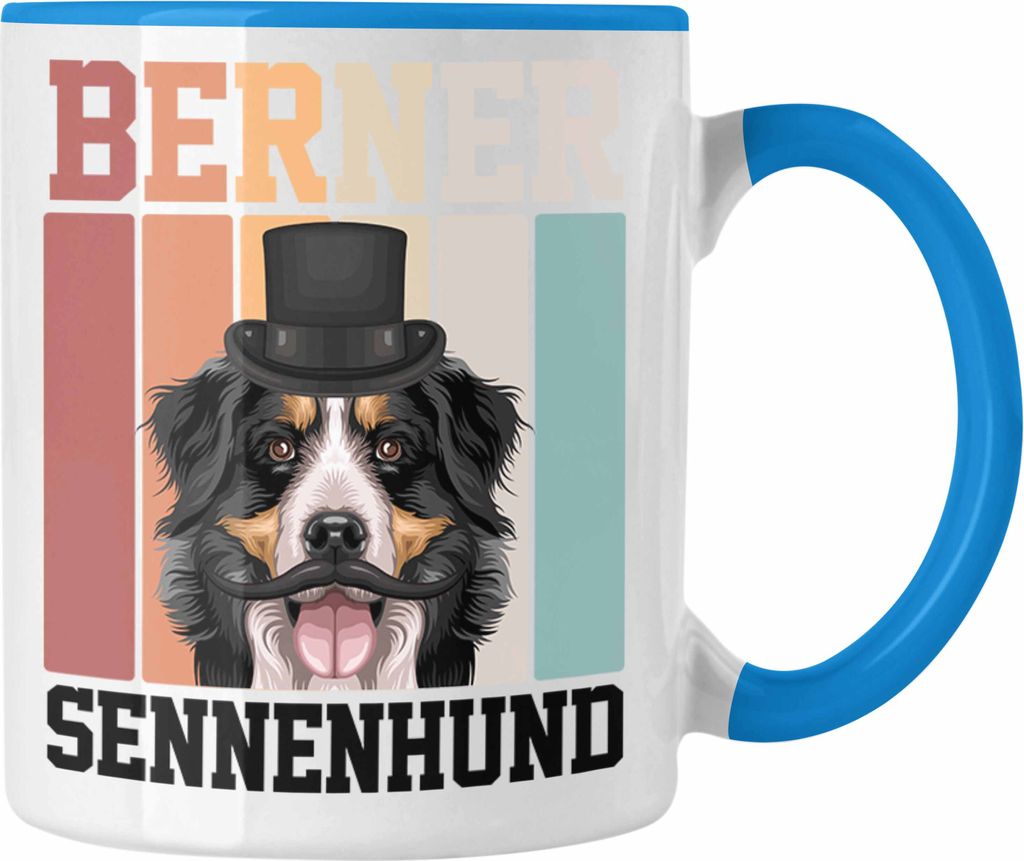 Trendation - Berner Sennen Besitzer Tasse Geschenk Lustiger Spruch Geschenkidee Retro Vinatge Berner Sennen (Blau)