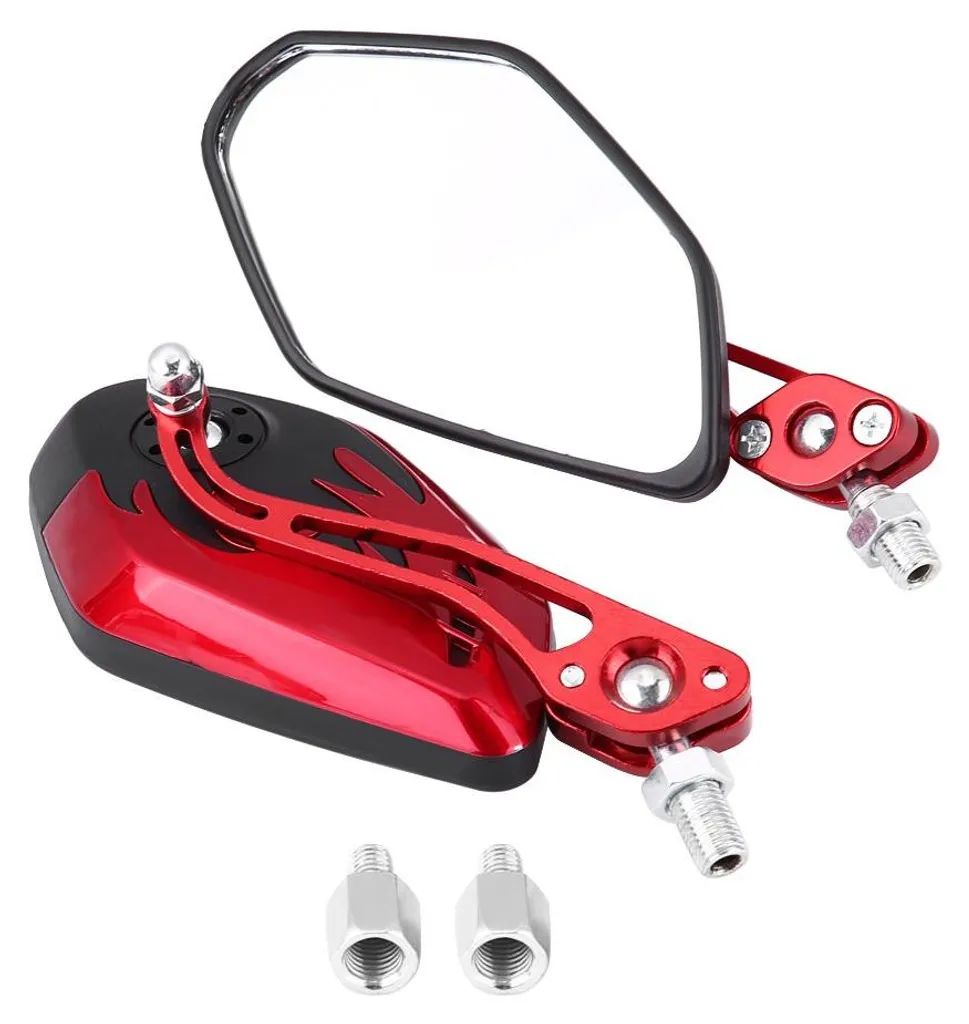 Paire de Rétroviseurs Flamme pour Scooter et Moto en Aluminium Rouge 2pcs