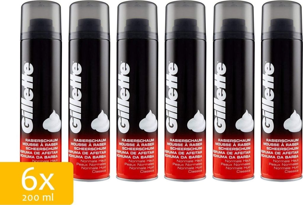 Gillette Rasierschaum Regular – Vorteilspack 6x 200 ml