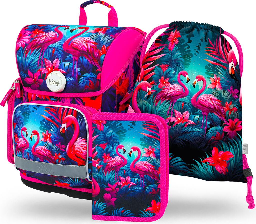 BAAGL Ergo Flamingos Schulranzen-Set 3tlg: Schulranzen, Produktbild 1