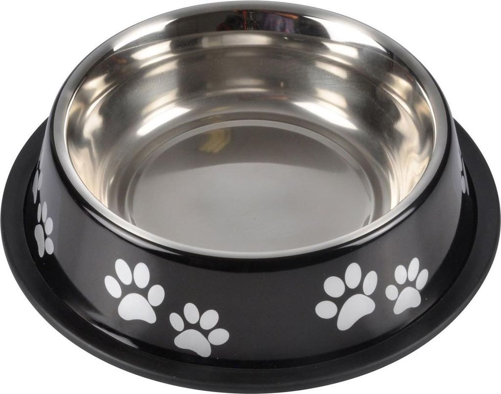Futternapf für Hunde, Edelstahl, Ø 21 cm, weiß mit Pfoten