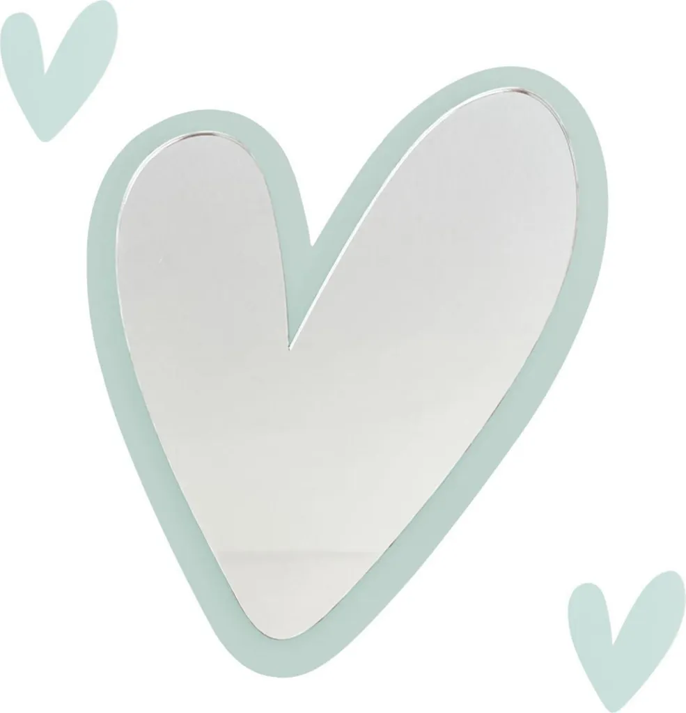 Specchio bambini cuore acrilico menta 35x29,5 cm