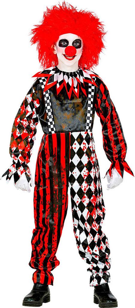 Halloween Kostüm "Killerclown" für Kinder - Schwarz Rot | Produktbild 