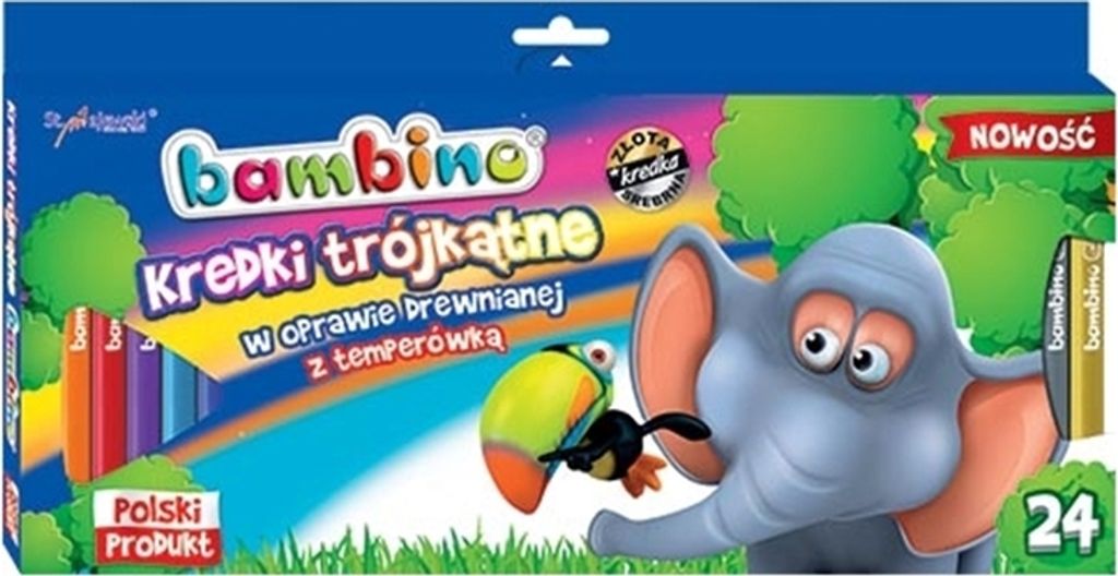 BAMBINO Dreikantstifte im Holzrahmen 24 Farben + Bleistiftspitzer