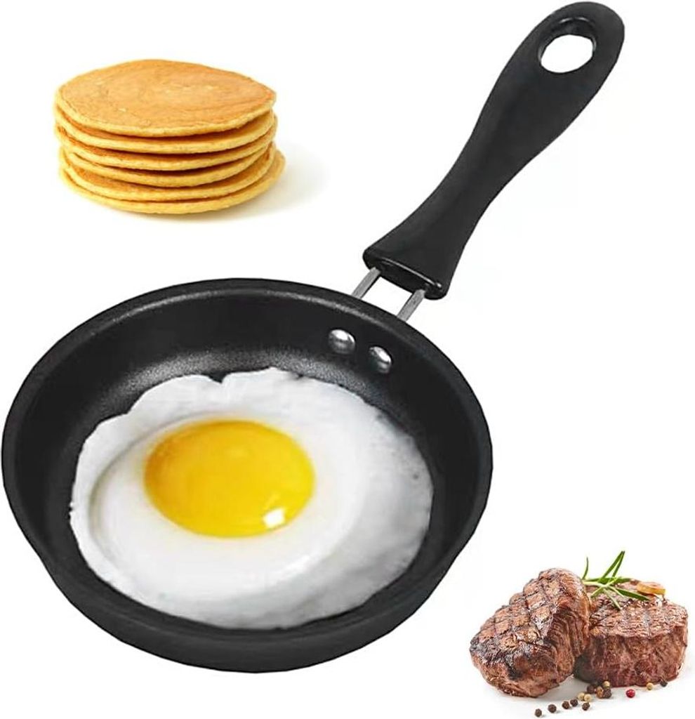 Mini-Pfanne - Antihaftpfanne - geeignet für Camping und Zuhause - 12 cm - schwarz