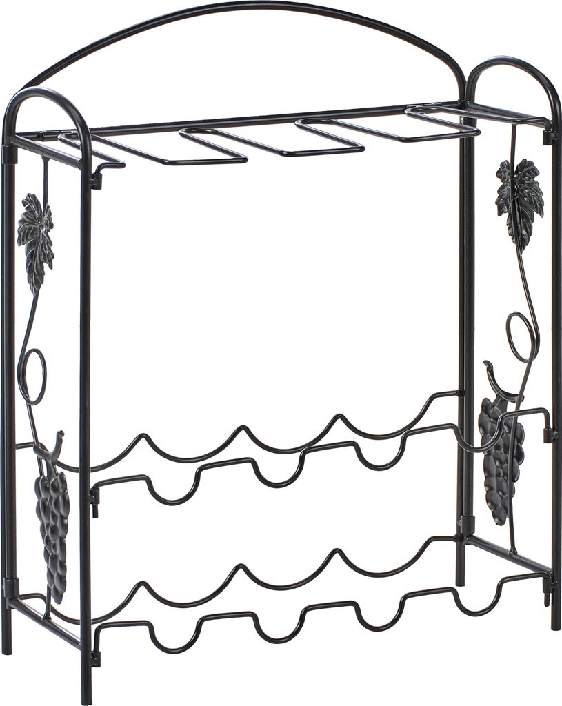 BELIANI Weinregal Schwarz Eisen Metall 50 x 42 x 15 cm für Weinflaschen und Weingläser Industrial Style Weinständer für Küche Esszimmer